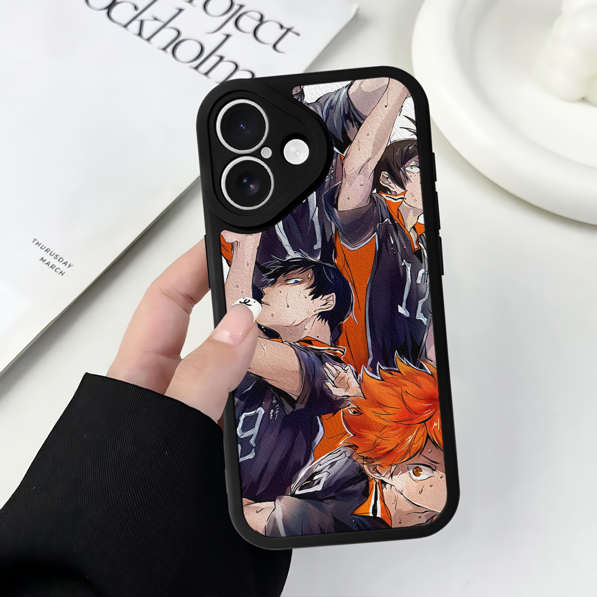 （画像用） ハイキュー!! Haikyu!! 【iPhone 16シリーズ対応】シリコンスマホケース（レザー調） 材質：シリコン